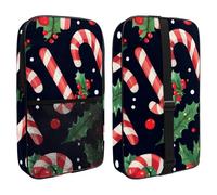 Christmas Candy Cane and Holly Fir Branch Pickleball Paddle Bag with Mesh Pocket, Protable Pickleball Paddle Cover for Women Men