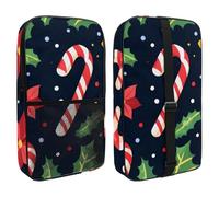 Christmas Candy Cane and Holly Xmas Pattern Pickleball Paddle Cover with Mesh Pocket for Accessories, Fits 2 Paddles and 4balls