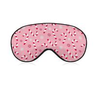 Christmas Candy Cane and Snowflakes Sleeping Mask Pink Christmas Sleep Eye Mask Blindfold with Adjustable Strap Soft Eye Mask Sleep for BlockingLights
