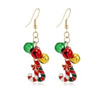 Christmas Candy Cane Ball Bell Earrings for Women Colorful Red Green Santa Stocking Statement Dangle Drop Fish Hook Studs Earring Cute Enamel Xmas Festival Bow Knot Lightweight Hypoallergenic Jewelry