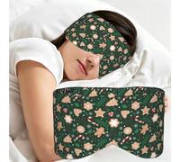 Christmas Candy Cane Gingerbread On Green Background, Sleep Mask for Home Travel, Full Eye Covers Light Blocking Eye Mask Sleep Eye and Ear Muffs