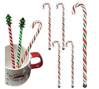 Christmas Candy Cane Glass Stir Sticks - 7.1" Cute Swizzle Stick for Coffee & Cocktails - Festive Red, Green& White Striped Design - Holiday Party Drink Mixers Essentials (5-Pack)