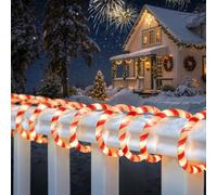 Christmas Candy Cane Lights, 33ft 240 LED Connectable & Flexible White & Red Candy Cane Rope Lights for Outside, 8 Modes Waterproof LED Christmas Light for Garden Patio Tree Holiday Party Xmas Decor