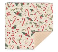 Christmas Candy Cane Mistletoe Pattern_2 Soft Padded Baby Activity Play Mat for Floor Cozy Breathable Padded Baby Mat for Baby Toddler Infant, 50'' x 50''
