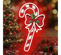 Christmas Candy Cane Neon Light - Merry Christmas Wall Decor, Holiday Tree Decoration, LED Sign for Gifts, Festive Room Accent 15.75" × 8.86"