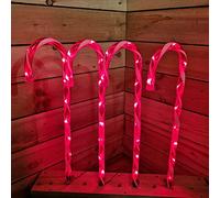 Christmas Candy Cane Path Lights with LED's 4 Piece 62cm - Red and White