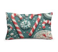 Christmas Candy Cane Pillow Cover Flannel Lumbar Pillow Case Rectangle Decorative Soft Plush Pillowcase Modern Double Sided Pattern Cushion Covers for Home Office Sofa 8"x12"