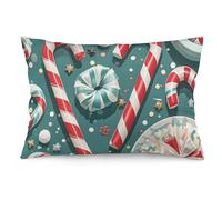 Christmas Candy Cane Pillow Cover Flannel Lumbar Pillow Case Rectangle Decorative Soft Plush Pillowcase Modern Double Sided Pattern Cushion Covers for Home Office Sofa 12 "x20