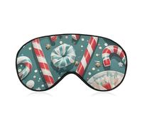 Christmas Candy Cane Sleep Mask Comfort Travel Eye Masks with Adjustable Elastic Strap Soft Funny Block Light Sleep Eye Cover for Side Sleeper for Nap Men Women Gift