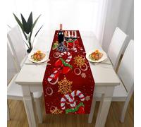 Christmas Candy Cane Table Runner Cartoon Snowflake Table Decor Antifouling Coffee Table Mats for Kitchen DiningCute Bow Knot Party Supplies 40x240 cm
