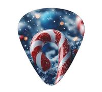Christmas-Candy-Canes 12 Pack Guitar Picks With 3 Thicknesses And Storage Box, Abs Plectrums For Electric Bass Guitar Players
