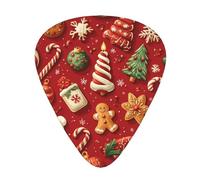 Christmas-Candy-Canes-Ginger 12 Pack Guitar Picks With 3 Thicknesses And Storage Box, Abs Plectrums For Electric Bass Guitar Players