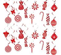 Christmas Candy Ceiling Decorations, 26pcs Tacky Christmas Decorations, Christmas Hanging Foil Swirl Decorations, Xmas Hanging For Indoor Outdoor Holiday Party Supplies