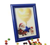 Christmas Candy Frame Dispenser - Santa Gumball Machine Style Ornament with Knob | Candy Photo Frame for Chocolate, Snacks & Nuts | Decorative Gift for Table, Shelf, Entryway & Holiday Decor