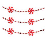 Christmas Candy Garland 8Ft/2.4m Red White Peppermint Candy Cane Christmas Decorations Plastic Bead Candy Garland Christmas Tree Ornaments, Red, Candy Cane Christmas Decorations