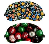 Christmas Candy Green Red 2-Pack Light-Blocking Soft Breathable Eye Masks with Eye Patches and Sleep Masks