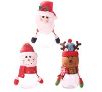 Christmas Candy Jars, Santa Elk Snowman Ornament Plastic Candy Cookie Jar Containers Candy Storage Dish Home Decor Container Favor Gift Box Bottle for Children, Xmas Holiday Party Supply (3PCS)