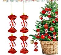 Christmas Candy Ornaments, 4pcs Christmas Tree Hanging Decorations Glitter Candy Cane Ornament with Golden Ropes Sweet Baubles Hanging Pendant for Xmas Party Home Decor A7XYTG