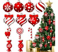 Christmas Candy Ornaments Set,Christmas Decorations,Christmas Baubles and Candy Ornaments,Candy Cane Ball Pendant for Christma-s Tree Decoration New Year Home Decor Party Supplies 36pcs