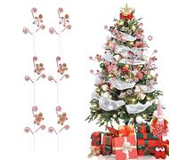 Christmas Candy Picks 6 Pack Tall 48cm Decorations for Tree Man Cookie Design Festive Red White Plastic Foam Sturdy Holiday Ornament Home Party Centrepiece Table Floral Arrangement for accent