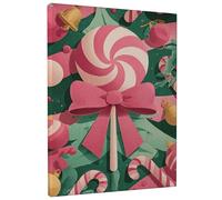 Christmas Candy Swirl Wall Art, Peach Green Sweet Treats Canvas Prints, Festive Home Decor for Living Room, Bedroom, Kitchen, Wrapped Canvas 8x12 Inch