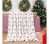 Christmas Candy Throws Blankets, Elegant Comfort Christmas Prints Flannel Blanket, Luxury Super Soft Holiday Theme Home Décor Warm and Cozy Throws for Winter Bedding Couch and Xmas Gift, 50x60 Inch