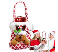Christmas Candy Tote - Cloth Handbag Gift Bag | 35x17cm Snowman Santa Design | Holds Treats Small Presents For Kids Adults Holiday Party Use Warm Festive Cheer