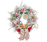 Christmas Candy Wreath, Holiday Garland Decoration, Cute Christmas Wreath, Candy Cane Front Door Decor, Festive Stairway Decorations, Colorful Holiday Wreath, Indoor Outdoor Christmas Decor