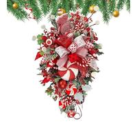 Christmas Cane Decorative Wreath - 51cm Seasonal Christmas Decoration, Festive Farmhouse Style Wreath | for Winter Parties Home Church Office Cafe Indoor Outdoor Wall Window
