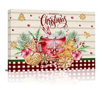 Christmas Canvas Wall Art - Christmas Hot Cocoa Cotton Candy Gingerbread Man - Modern Wall Decor Gallery Canvas Wraps Giclee Print Picture Stretched and Framed Ready to Hang - 12" x 16"