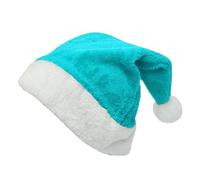 Christmas Cap Santa Hat Kids Fluffy Unisex Comfy Warm Christmas Hats for New Year Customes Children Xmas Novelty Funny Caps Holiday Festive Theme Party Decorations Light Blue
