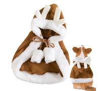 Christmas Cape for Dogs, Christmas Costume with Horns - Puppy Cape - for Small and Medium Sized Dogs Puppies Pets Winter Christmas Parties