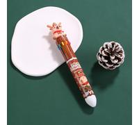 Christmas Capybara 10 Color 0.7mm Ballpoint Pen Cute Cartoon Santa Claus Snowman Press Pen Handbook Stationery Gifts