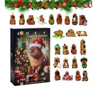 Christmas Capybara Advent - 24 Days 3D Festive Decoration - Countdown Calendar Figure Ornament | for Front Door Wreath Staircase Window Sill Mantel Wall Living Room Study Bedroom Bookshelf
