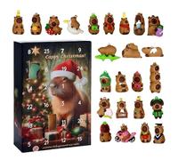 Christmas Capybara Advent | 24 Days 3D Festive Decoration | Countdown Calendar Figure Ornament - for Front Door Wreath Staircase Window Sill Mantel Wall Living Room Study Bedroom Bookshelf