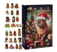 Christmas Capybara Advent, Festive Display, 26x18x3cm, 24 Days Christmas Advent Countdown, Calendar with 24 Pcs Capybara Ornaments, Reusable Design, for Front Door Office Wreath Staircase Window