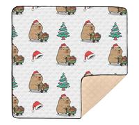 Christmas Capybara Cute Prints Baby Play Mat for Floor, 50x50 inch Playpen Mat,Thicken Soft Non-Slip Tummy Time Mat for Toddlers and Infants
