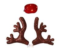 Christmas Car Antlers - 11 Inch Sequin Antlers LED Lights Large Car Decoration Set | for Holiday Style, Auto Antler Set, Christmas New Year Use Enhance Christmas Spirit