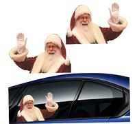 Christmas Car Decor Santa Claus Car Sticker 2PCS 7.9x11.8in Pvc Self-Adhesive Christmas Car Stickers Right/Left-Side Funny Waterproof Santa Window Stickers for Vehicles Home Wall