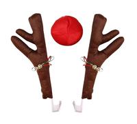 Christmas Car Decoration - 43 cm Car Antler Peluche Festive Car Accessory - Decorative Wood Dark Brown for the End - Year Celebrations, Parades, Golf Course and Joyful and Familiar