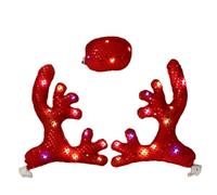 Christmas Car Decoration | Christmas with Funny LED Lights - Reindeer Antlers and Nose Kit for Car Decoration | For Winter Holidays New Year Family and Friends Gathering Celebrac