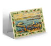 CHRISTMAS CARD - Across the Harbour, Stranraer - Vintage Art Style