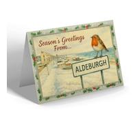 CHRISTMAS CARD - Aldeburgh - View from Coast Guard Tower - Vintage Design