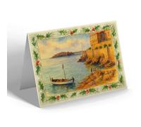 CHRISTMAS CARD - Anchor Head & Old Pier, Weston-super-Mare - Vintage Art Style
