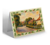 CHRISTMAS CARD - Approaching Market Place, Tattershall - Vintage Art Style