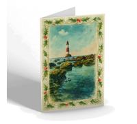 CHRISTMAS CARD - Beachy Head Lighthouse, Eastbourne (a) - Vintage Art Style
