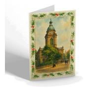 CHRISTMAS CARD - Birmingham. St Phillip's Pro Cathedral - Vintage Art Style