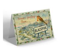 CHRISTMAS CARD - Blackpool - Garden Promenade - Vintage Design