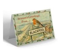 CHRISTMAS CARD - Blackpool - Promenade - Vintage Design