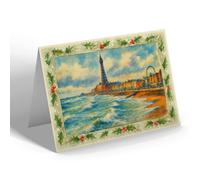 CHRISTMAS CARD - Blackpool. The Front from the Sea - Vintage Art Style